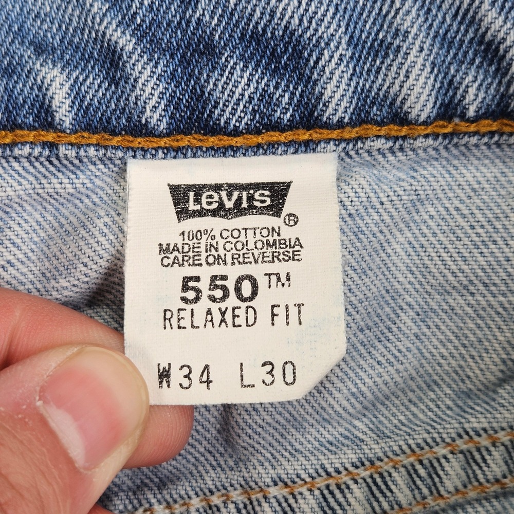 Vintage 90s Levi's Jeans Mens 34x30 Fit 32x30 Light Blue 550 Relaxed Fit Tapered - Picture 4 of 16
